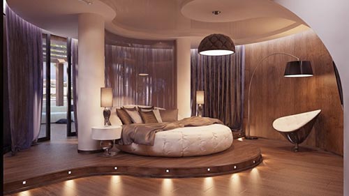 Luxe slaapkamer met ronde vormen