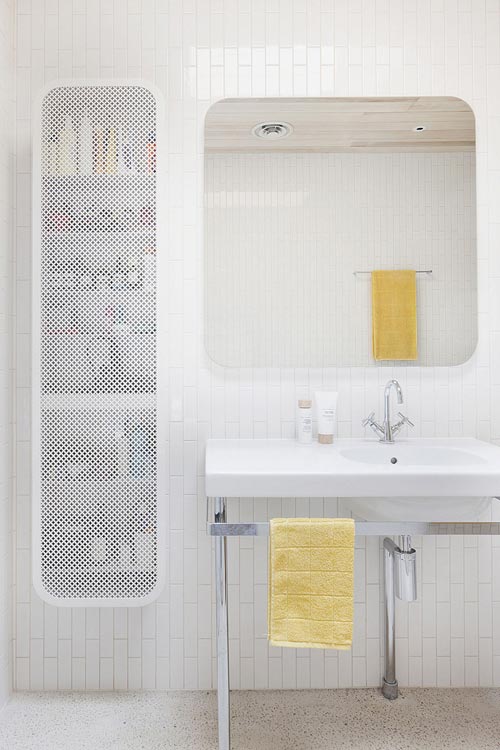 Moderne langwerpige badkamermeubel met ronde hoeken