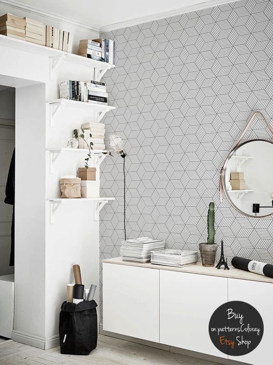 Behang met een geometrisch patroon Behang met een geometrisch patroon
