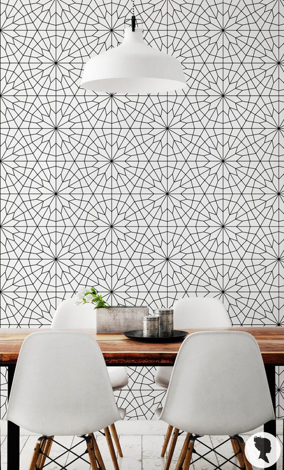 Behang met een geometrisch patroon