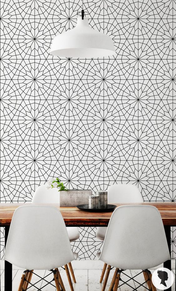 Behang met een geometrisch patroon Behang met een geometrisch patroon