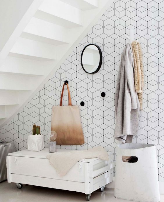 Behang met een geometrisch patroon Behang met een geometrisch patroon