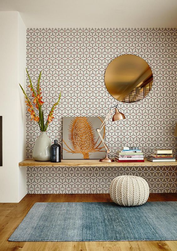 Behang met een geometrisch patroon Behang met een geometrisch patroon