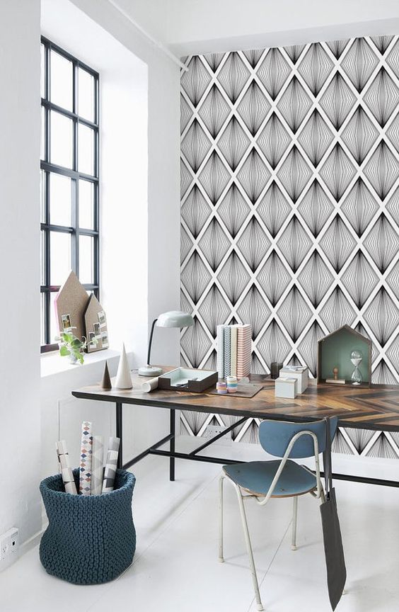 Behang met een geometrisch patroon Behang met een geometrisch patroon