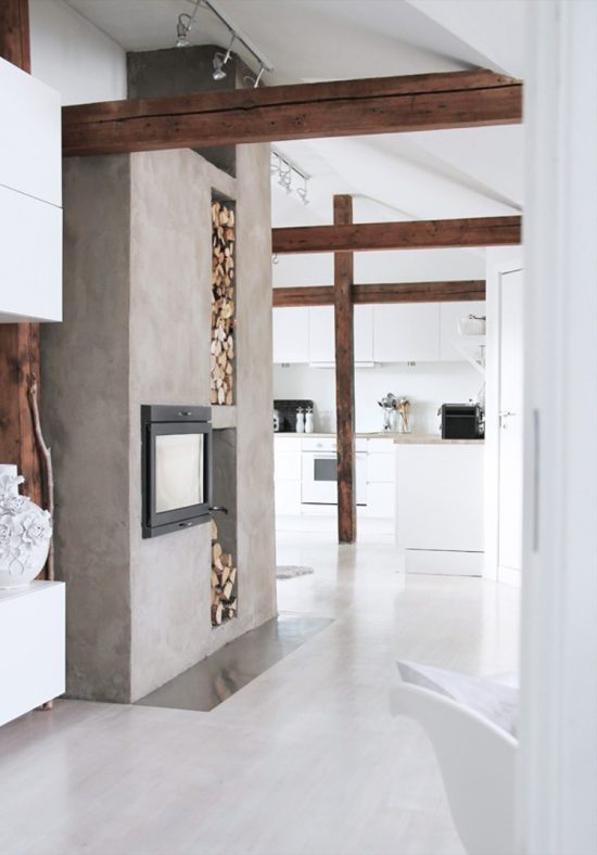 bestonstuc muur open haard