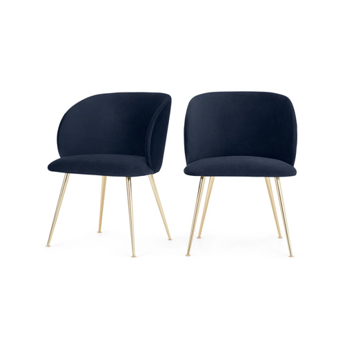 Set van 2 blauwe eetkamerstoelen