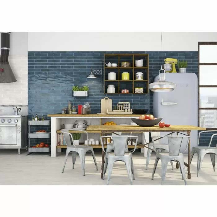 blauwe keuken achterwand tegels