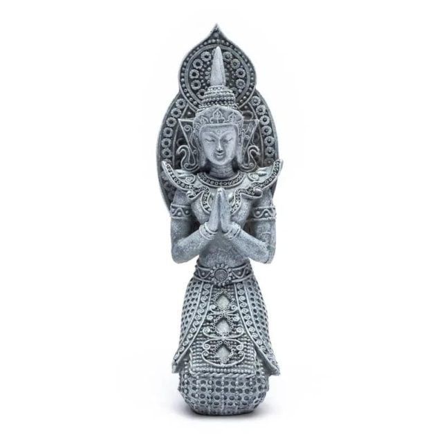 Thaise Boeddha Beeld Biddend Grijs – 21 cm