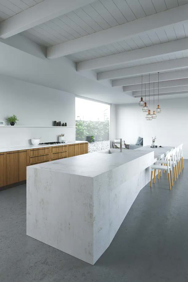 dekton keukenblad groot eiland wit