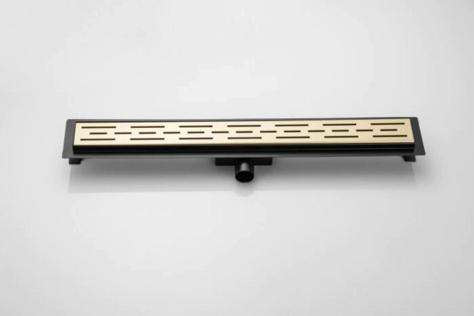 Saniclear Brass douchegoot 70x7cm geborsteld messing - mat goud