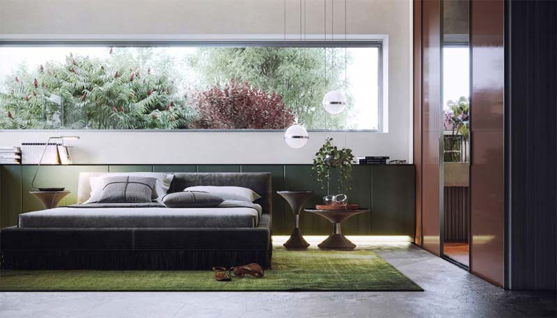 groene slaapkamer groen vloerkleed