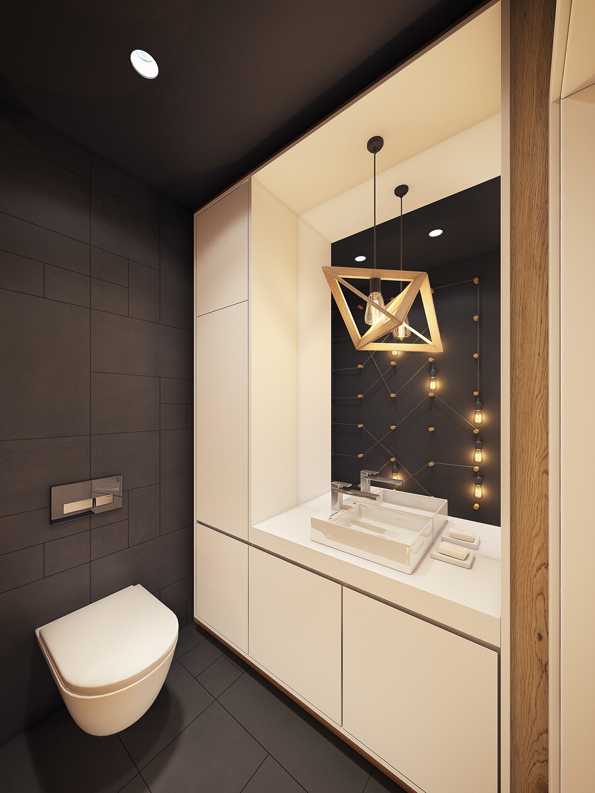 Moderne inbouwkast met wastafel in design toilet