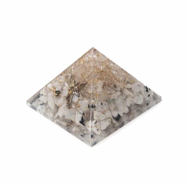 Orgonite Piramide Regenboog Maansteen/ Bergkristal - €22,99