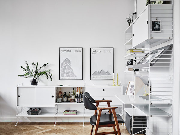 Kantoor in een Scandinavische woonkamer