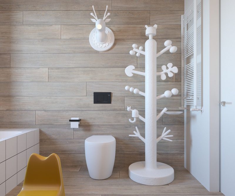 Speelse handdoekrek in kinderbadkamer