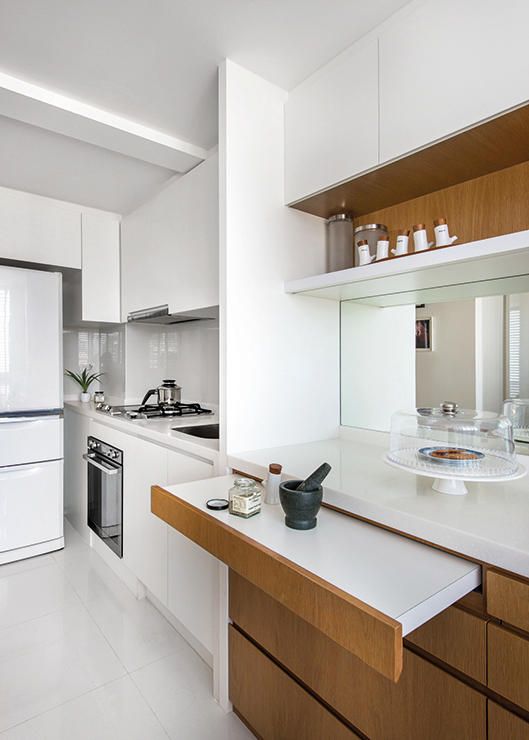 Kleine keuken inrichten uitschuifbaar werkblad