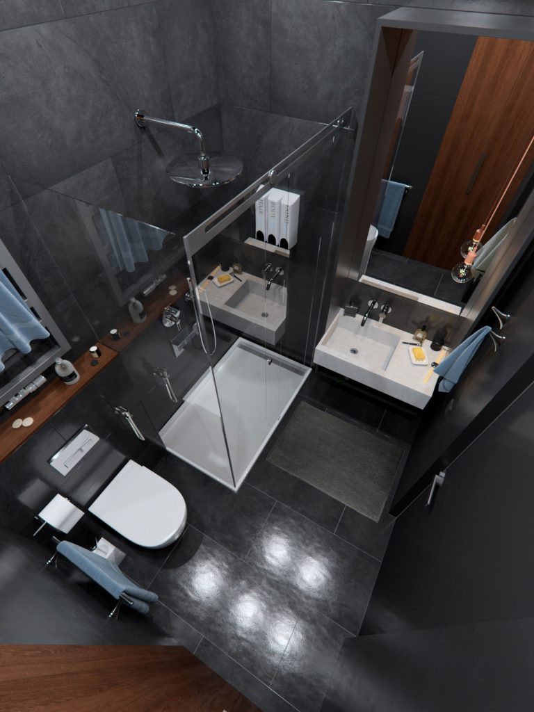 Minimalistisch modern badkamerontwerp voor een kleine badkamer