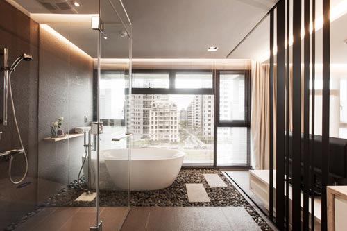 Moderne badkamer met zen gedeelte