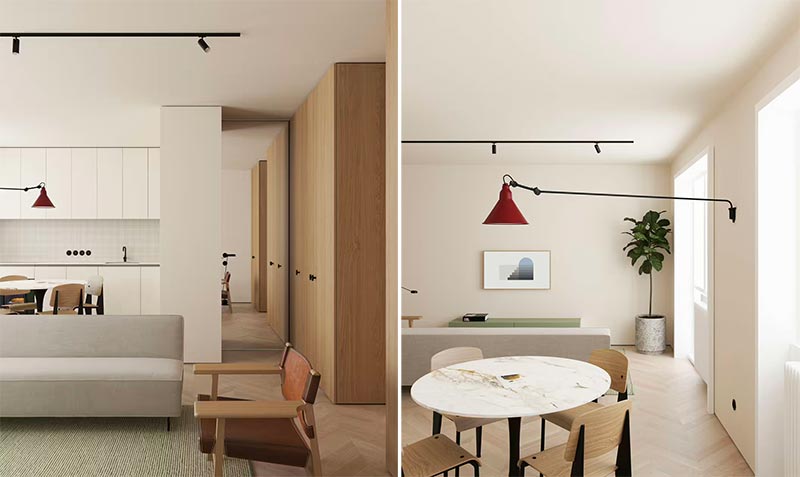Deze modere Scandinavische woonkamer in een appartement uit Kopenhagen, is een ontwerp van Emil Dervish.