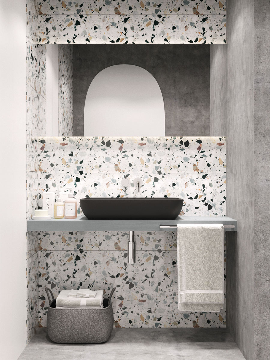 Mooi modern toiletontwerp met Terrazzo