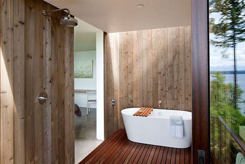 Natuurlijke badkamer ideeën uit Puget Sound