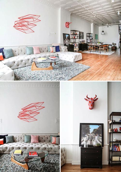 New Yorkse woonkamer vol met vintage vondsten