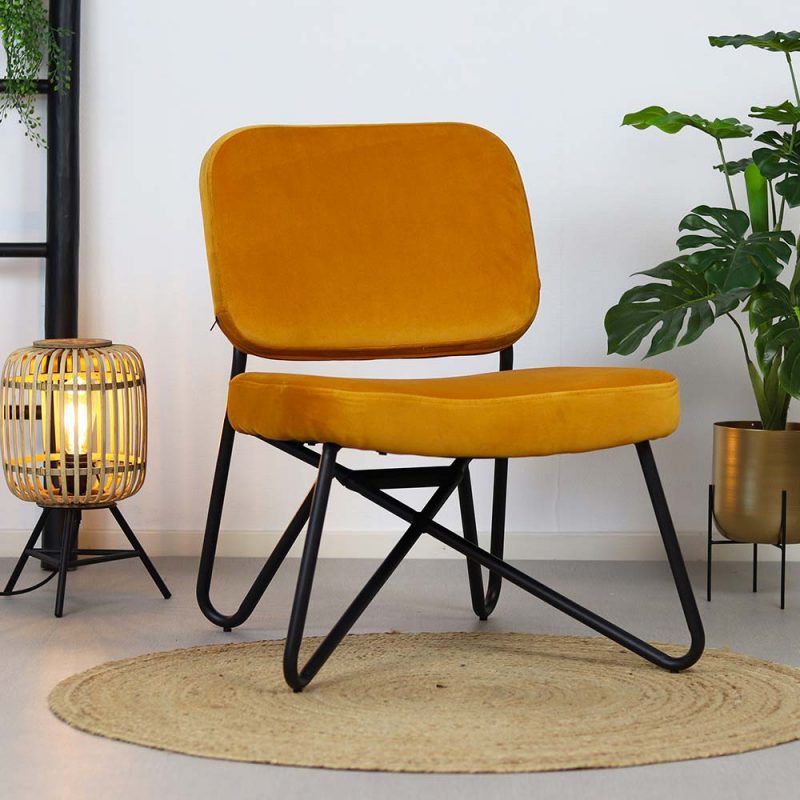 okergele fluwelen fauteuil okergele fluwelen fauteuil
