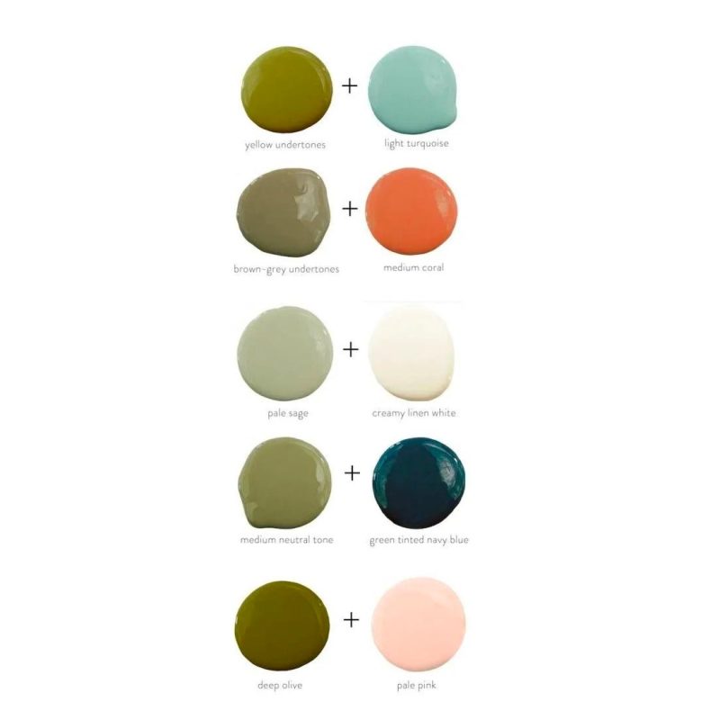 Je kunt verrassend mooie kleurencombinaties maken met olijfgroen.