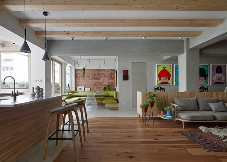 Een doordacht ontwerp voor een open leefruimte met open keuken, eethoek, woonkamer én werplek - gerealiseerd door KC design studio.