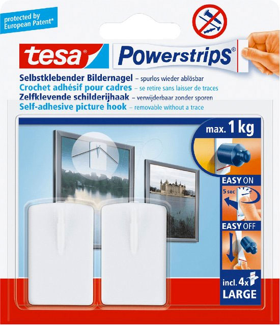 Tesa Powerstrips Schilderijhaak - Wit - 2 Stuks - € 5,83
