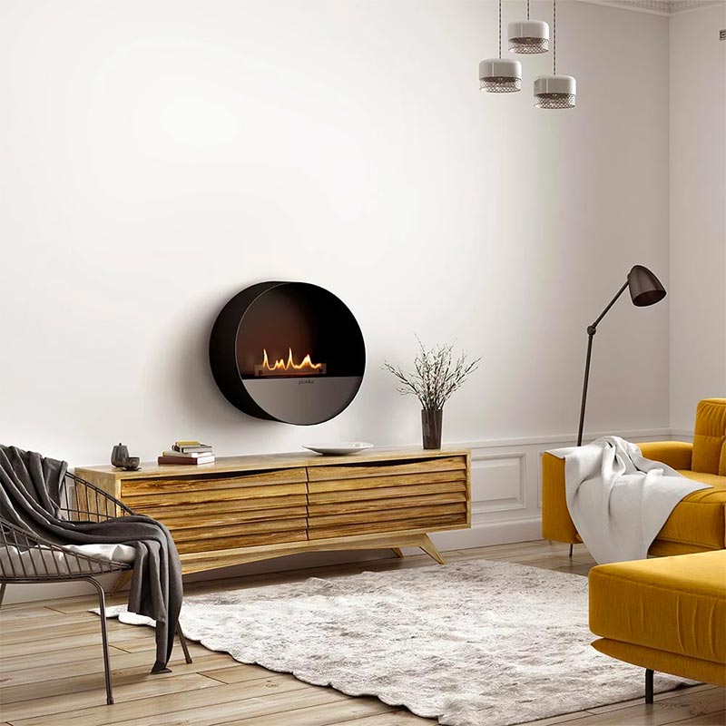 ronde bio ethannolhaard wand