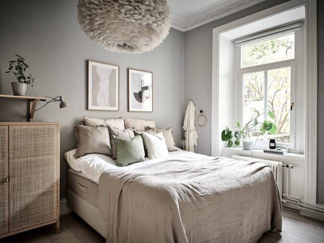 scandinavische slaapkamer natuurlijke kleuren