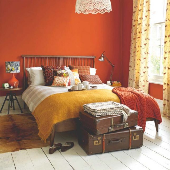 slaapkamer-muurkleur-inspiratie-oranje slaapkamer muurkleur inspiratie oranje
