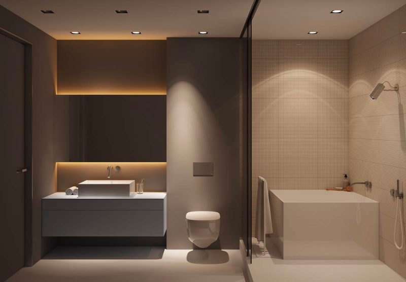 De neutrale kleuren zorgen voor heel veel rust in deze mooie spa badkamer, ontworpen door Z.Design architecture.