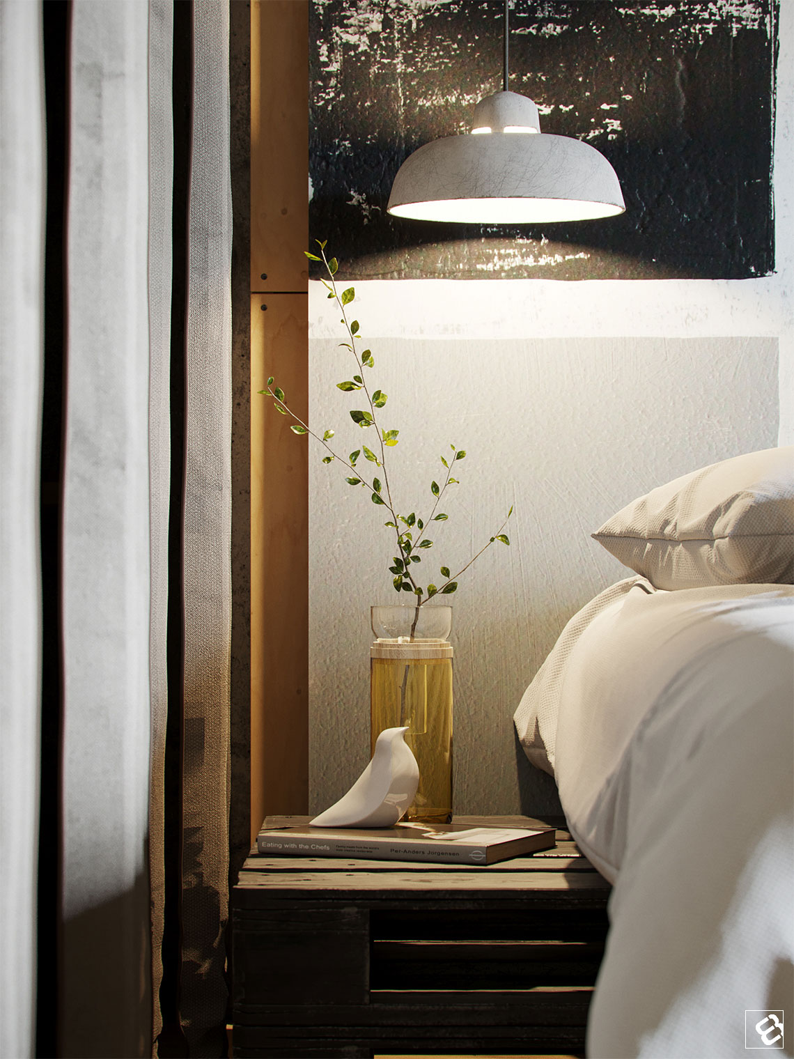 Stoere slaapkamer met beton en underlayment Stoere slaapkamer met beton en underlayment