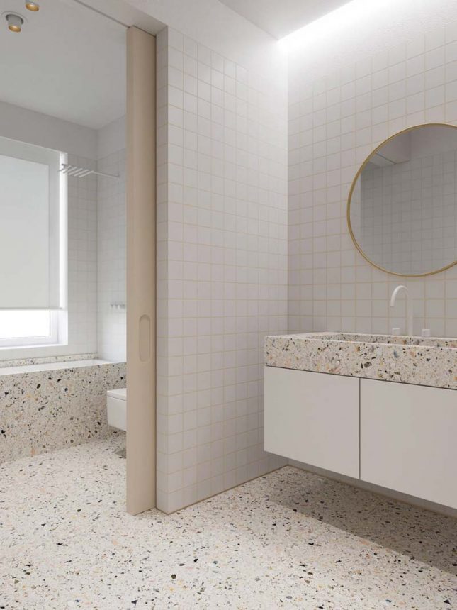 Prachtige Terrazzo Vloertegels Voor Een Luxe Badkamer