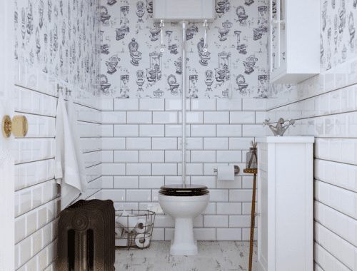 Toilet met behang
