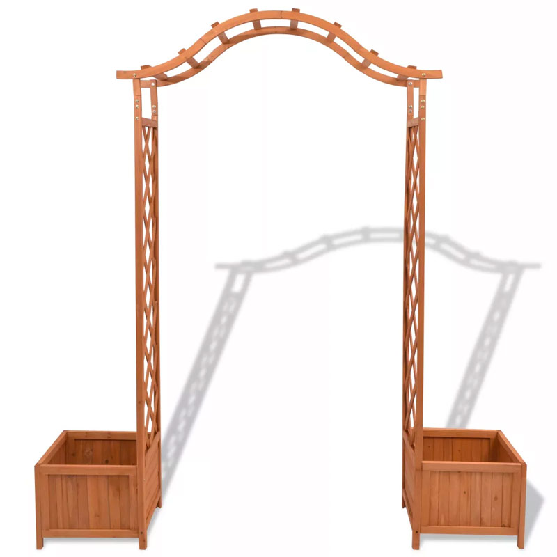 vidaxl houten rozenboog met plantenbakken