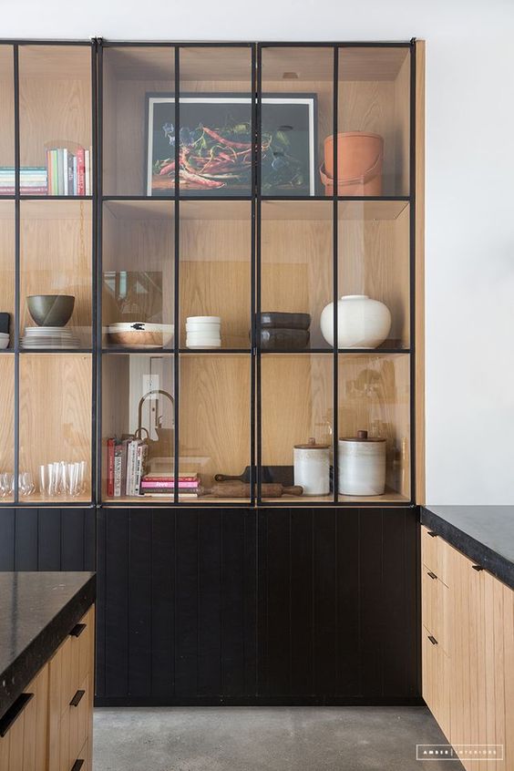 Vitrinekast in de keuken
