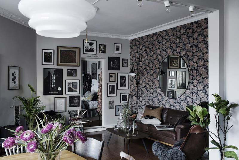 woonkamer ideeën bloemetjes behang