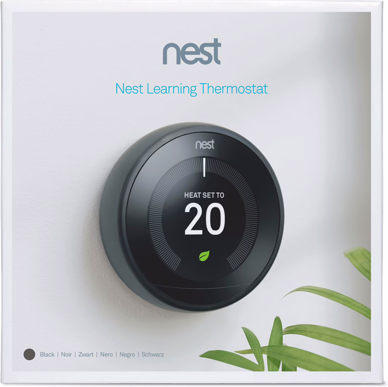 De Google Nest Learning Thermostat zorgt voor de gewenste temperatuur op het juiste moment. Hij leert van jouw leefgewoontes en bespaart energie door de temperatuur te verlagen als je weg bent. 