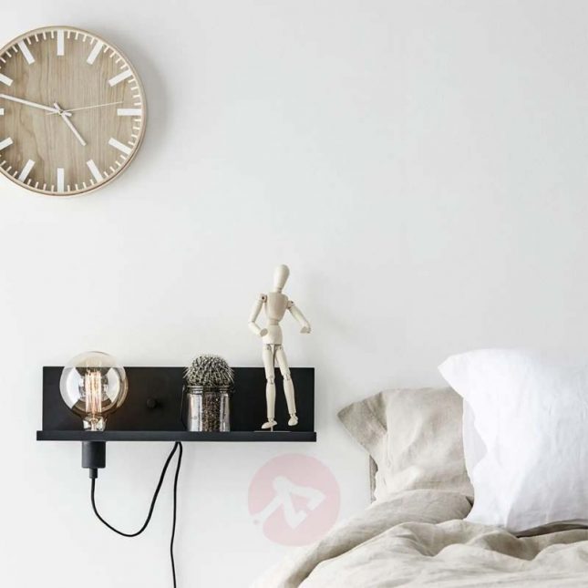 Zwarte wandlamp-plank Zwarte wandlamp-plank