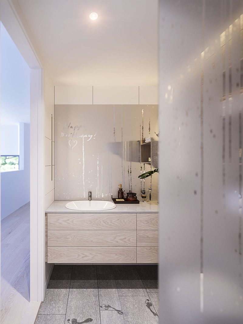 Zwevende badkamermeubel van hout